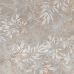 Diseño de plantas monocromáticas sobre cerámica beige.